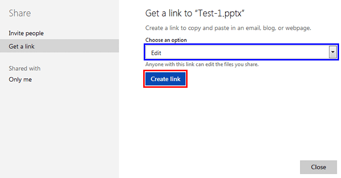 Get a link option