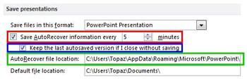 Learn PowerPoint 2010 for Windows: AutoRecover and AutoSave Options