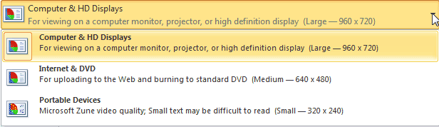 Choose a resolution for the exported video Choose a resolution for the exported video