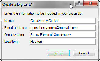 Create a Digital ID dialog box Create a Digital ID dialog box