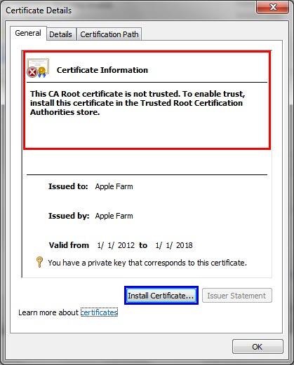 Certificate Details dialog box