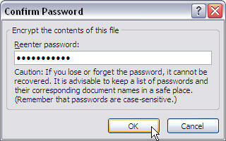 Confirm Password dialog box