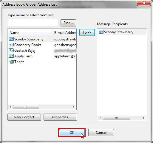 Contact added to Message Recipients Contact added to Message Recipients
