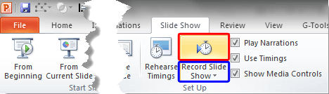 Record Slide Show button Record Slide Show button
