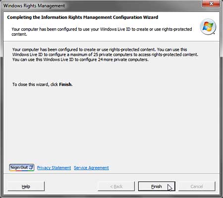 Windows Rights Management service activation completed
