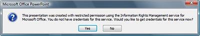 Message box asking to download Windows Rights Management Message box asking to download Windows Rights Management