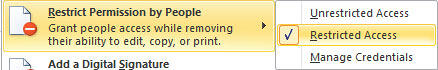 Restricted Access option selected Restricted Access option selected