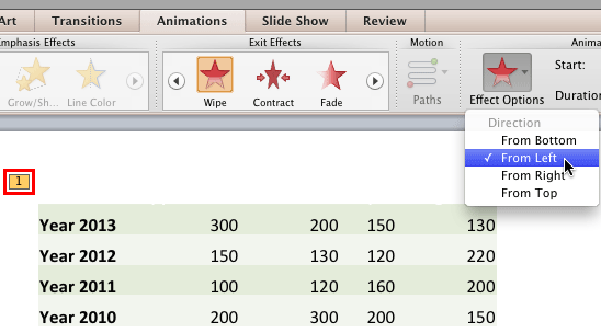 Wipe animation set to play From Left Wipe animation set to play From Left