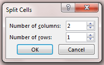 Split Cells dialog box