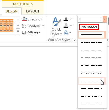 Pen Style drop-down menu