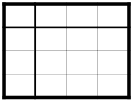 Table drawn with various border line weights