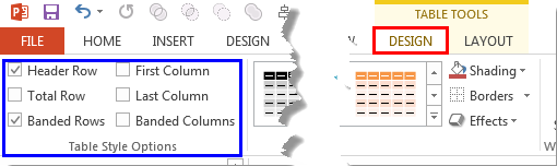 Table Style Options