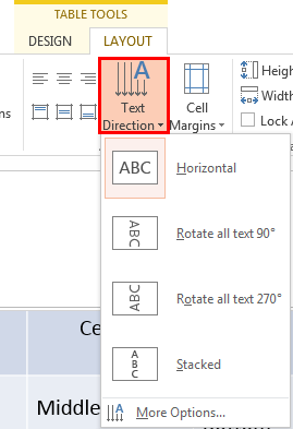 how do you center vertically in word table
