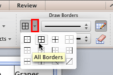 All Borders option to be selected