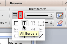 All Borders option to be selected All Borders option to be selected