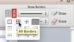 All Borders option to be selected All Borders option to be selected