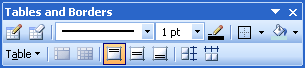 Tables and Borders toolbar