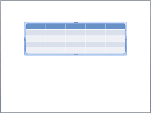 Table inserted on PowerPoint slide includes the same number of rows and columns as the Word Table