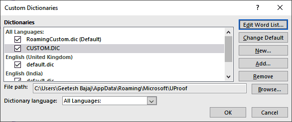 Work with custom dictionaries in PowerPoint 365 Work with custom dictionaries in PowerPoint 365