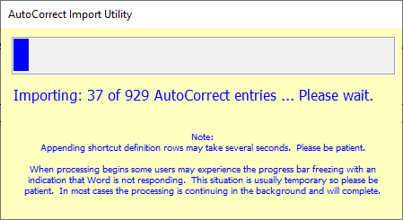 Your AutoCorrect entries are being imported