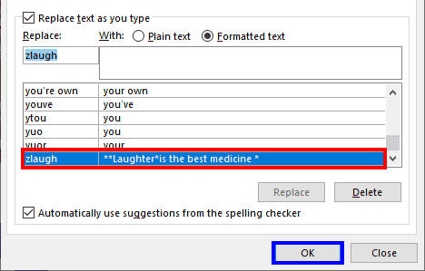 Add an AutoCorrect entry in Word