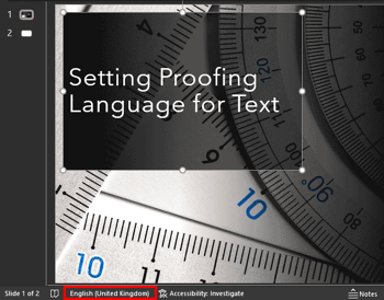 Setting Proofing Language for Text in PowerPoint 365 for Windows