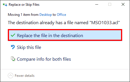 Do you want to overwrite existing ACL files?