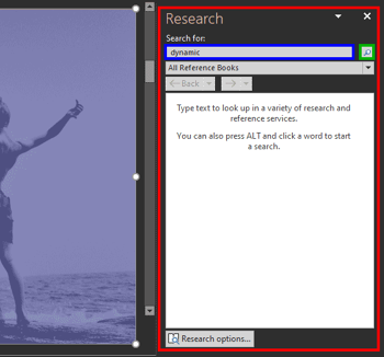 Research Tools in PowerPoint 365 for Windows