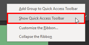 Unhide the Quick Access Toolbar in PowerPoint