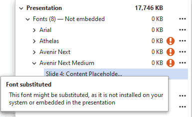 Slidewise Font Warning