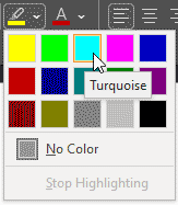 Text Highlight Color gallery in PowerPoint 365 for Windows