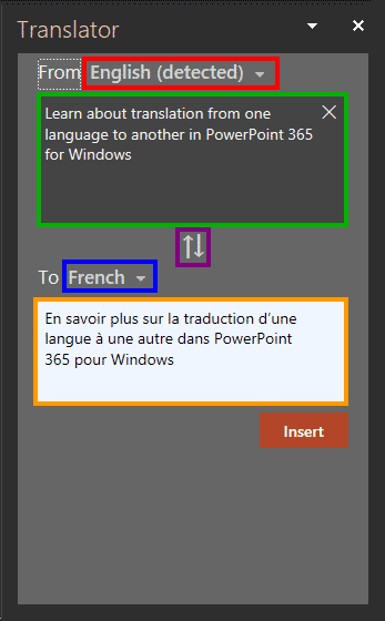 Translator Task Pane in PowerPoint 365 for Windows Translator Task Pane in PowerPoint 365 for Windows