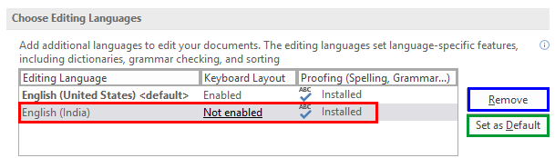 Selected language added to the Editing language list - Indezine Selected language added to the Editing language list