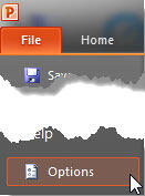 Choose Options within the File menu