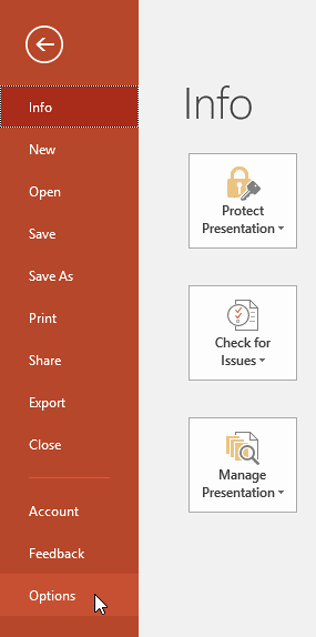 Options within the File menu - Indezine Options within the File menu