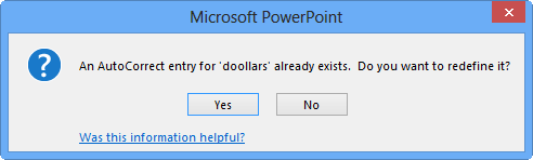 Message window asking confirmation for redefining an existing word pair entry - Indezine Message window asking confirmation for redefining an existing word pair entry