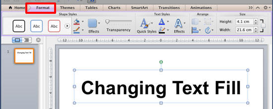 dim text feature in powerpoint for mac 2011