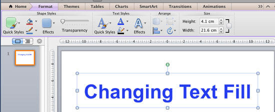 Text with changed fill color - Indezine Text with changed fill color