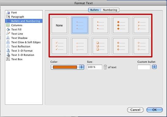 Bullet preview thumbnails with changed bullet color - Indezine Bullet preview thumbnails with changed bullet color
