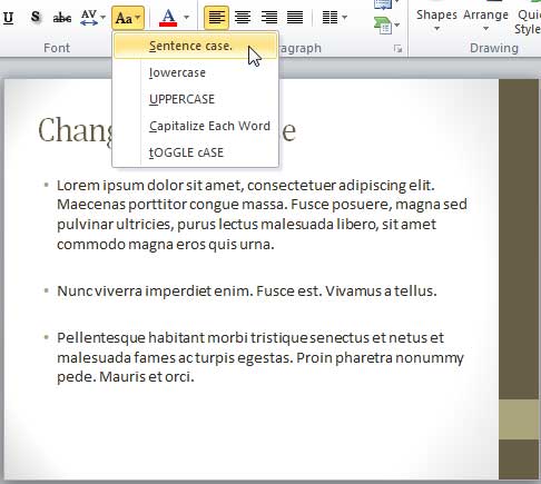 change to small caps in word