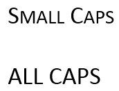 Text applied with Small Caps and All Caps options
