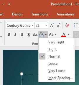 Character Spacing drop-down gallery - Indezine Character Spacing drop-down gallery