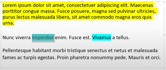 Highlighted text is selected