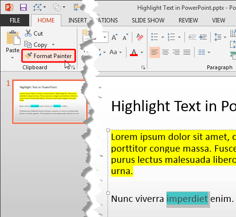 Format Painter button - Indezine Format Painter button