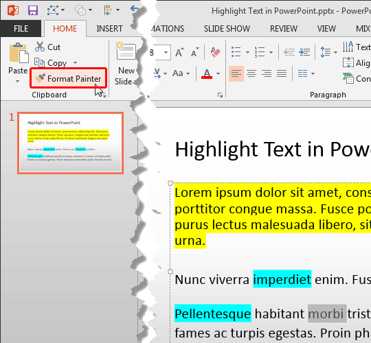 powerpoint highlight text in a picture