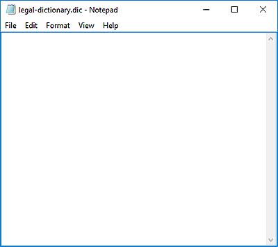 New dictionary file opened in Notepad