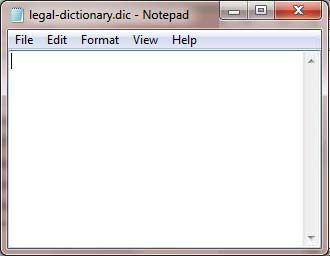 New dictionary file opened in Notepad