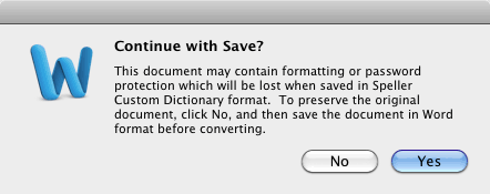 Confirmation to save your new dictionary