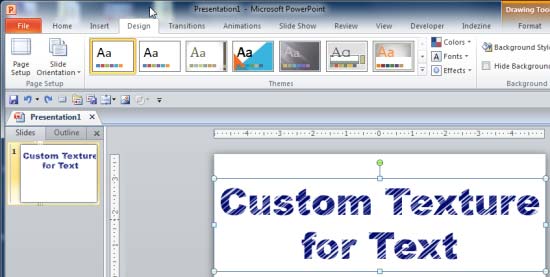 Text with a custom texture fill applied