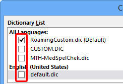Enable/disable custom dictionaries for spell check